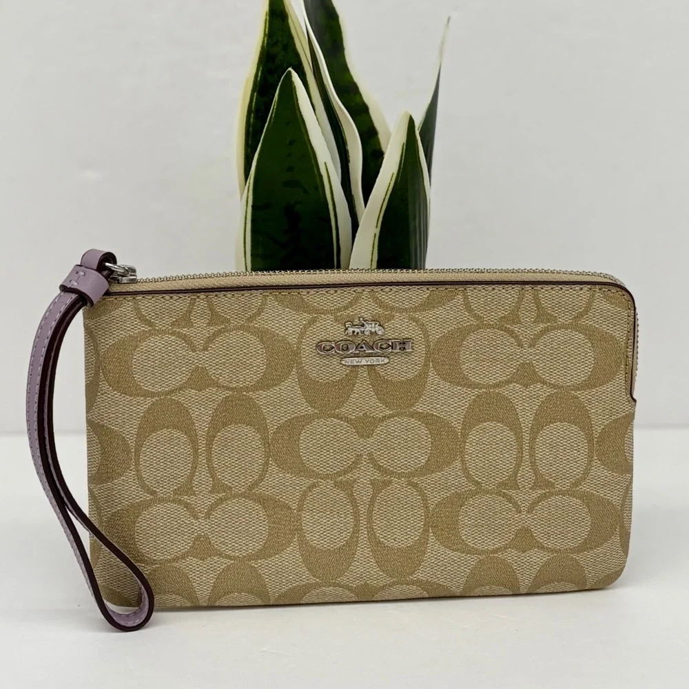 Coach Large Corner Zip Wristlet Wallet In Signature Canvas
